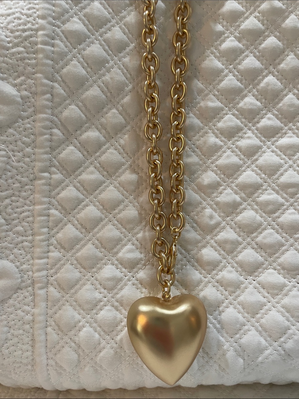 J. Crew Gold Heart Pendant Chunky Chain Necklace